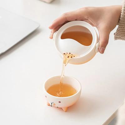 Creative Cute Cartoon Animal Chinese Ceramic Teapot Set Portable Storage Bag Kung Fu Tea Sets Teapot Teacup Afternoon Teaware