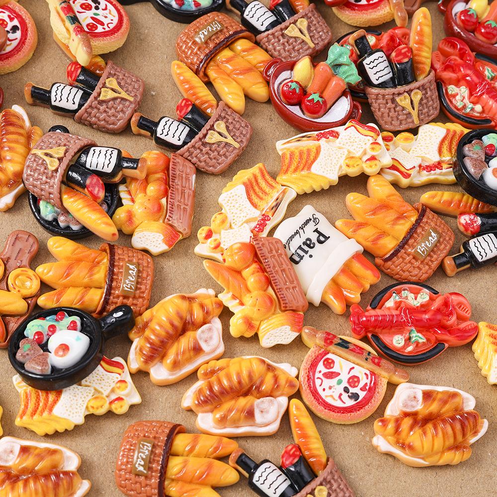 15pcs Mix Cute Resin Doughnut Bread Flatback Cabochon Scrapbooking for Girls DIY Hairpin Headband Embellishments Birthday Gifts