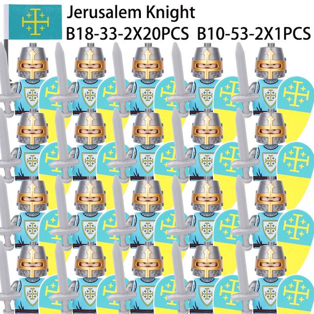 Military Building Blocks Solider Figures Gifts Toys Movie Science Fiction Series Medieval Knight Legion Weapons Shield Flag MOC