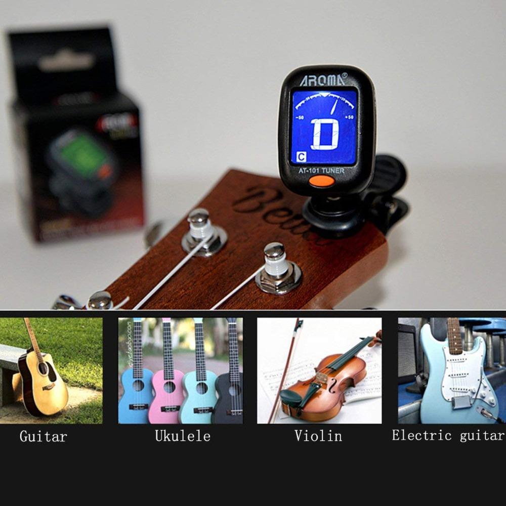 Kytarová ladička AT-01A/101 Skládací otočná ladička s klipsem Vysoká citlivost pro basové ukulele příslušenství pro chromatickou kytaru