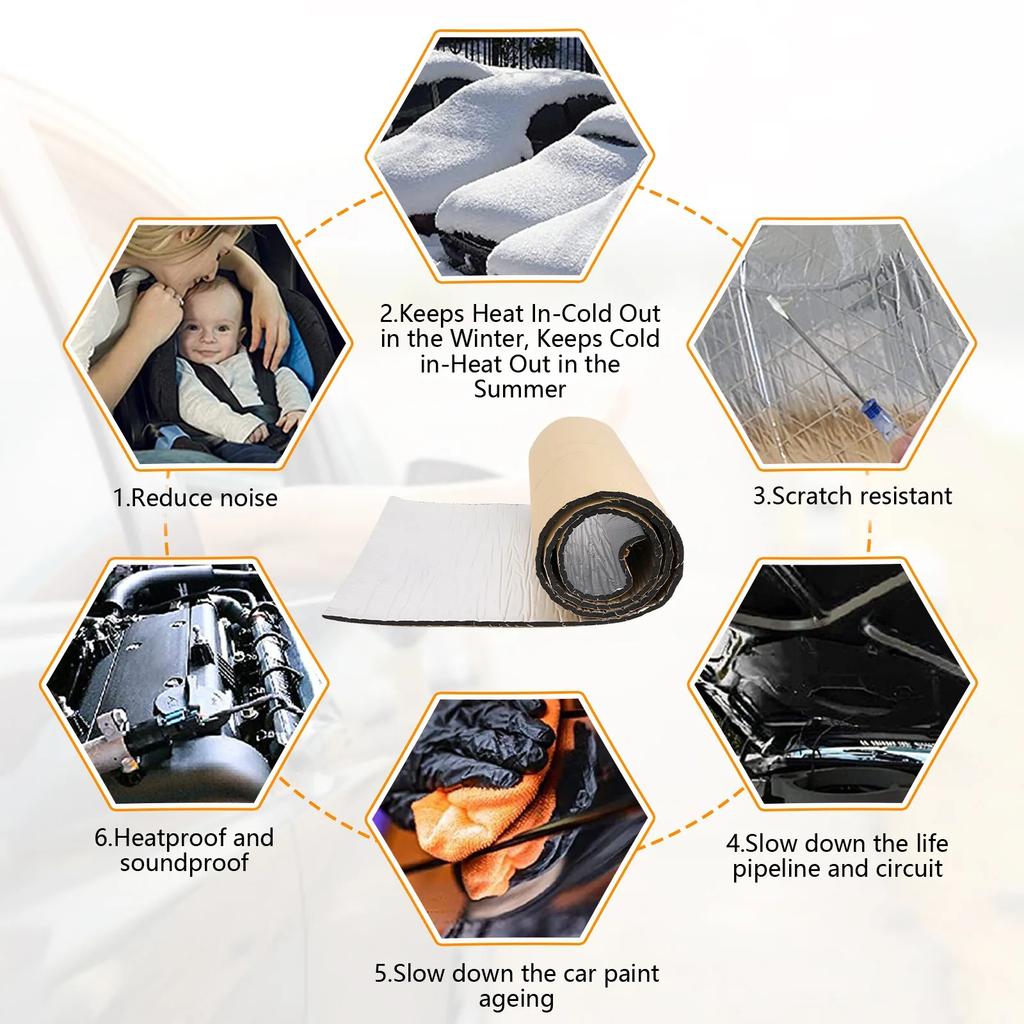 50x200cm 5/10mm Car Acoustic Thermal Sound Deadener Mat Sound Proof Wall Panels Auto Deadening Noise Insulation Mats For Cars