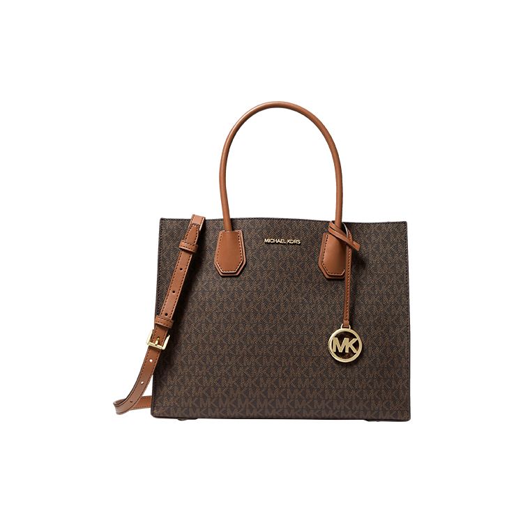 Michael Kors MK Mercer Floral Classic Commuter Accordion Tote Bag Large Women handbags Dark-Brown Brown 35T2GM9S3B-BROWN Large