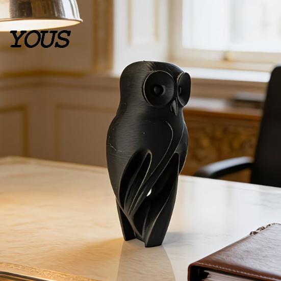 Fade-resistant Owl Figurine 3D Printed Figurine, Hollow Modern Art Sculpture with Matte Black Finish, Office Home Decor Minimalist Desk for Bookshelf,