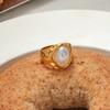 Yori Fashion Imitation Pearl Hammer Ring Women 18K PVD Plated Waterproof Summer Jewelry Accessories 2025 Gift