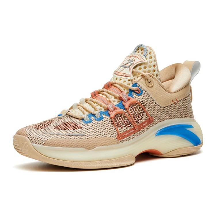 New ANTA ZUP Series Basketball Shoes Men Low Top Beige Brown Blue 112311105-7
