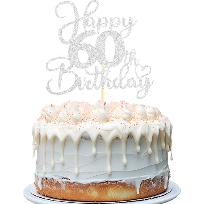 Sotpot 1PC Happy 18th Birthday Cake Topper Double-sided Silver Glitter Cake Pick Cake Decoration for 18th Birthday Anniversary Party Cake Decorations