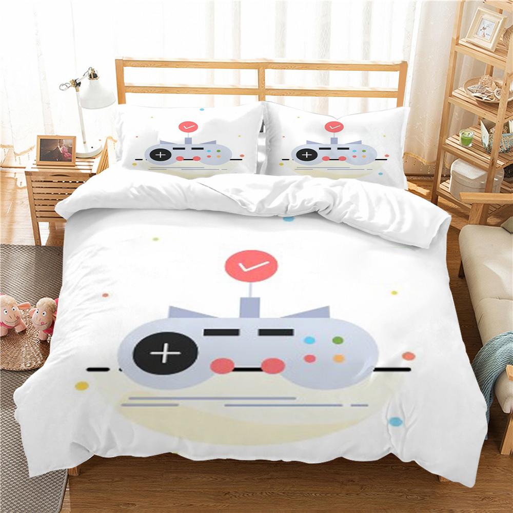 Bedding Set 3D Gamepad Print Bed Cover Bedclothes Home Three Piece Warm Polyester Pillowcase Quilt Cover