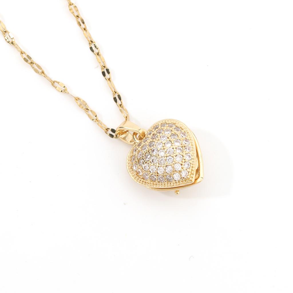 Peach Heart Necklace Women'S Light Luxury Style Simple And Versatile Temperament Shining Zircon Pearl Jewelry