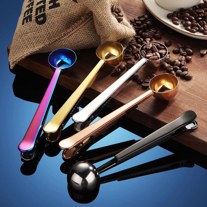Sanrui Stainless Steel Coffee Measuring & Sealing Clip Spoon