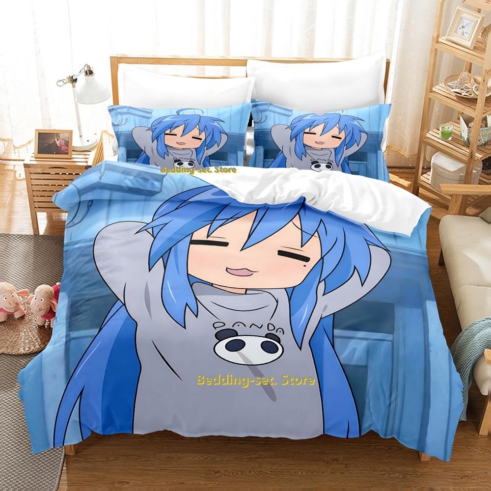 Lucky Star Konata Bedding Set Single Twin Full Queen King Size Bed Set Adult Kid Bedroom Duvetcover Sets 3D Anime Bed Sheet Set