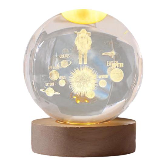 Faux Crystal Ball Night Light 3D Space/Cloud/Astronaut Engraved Clear Ball with LED Light for Bedroom Living Room Birthday Gift for Teens Boys Girls