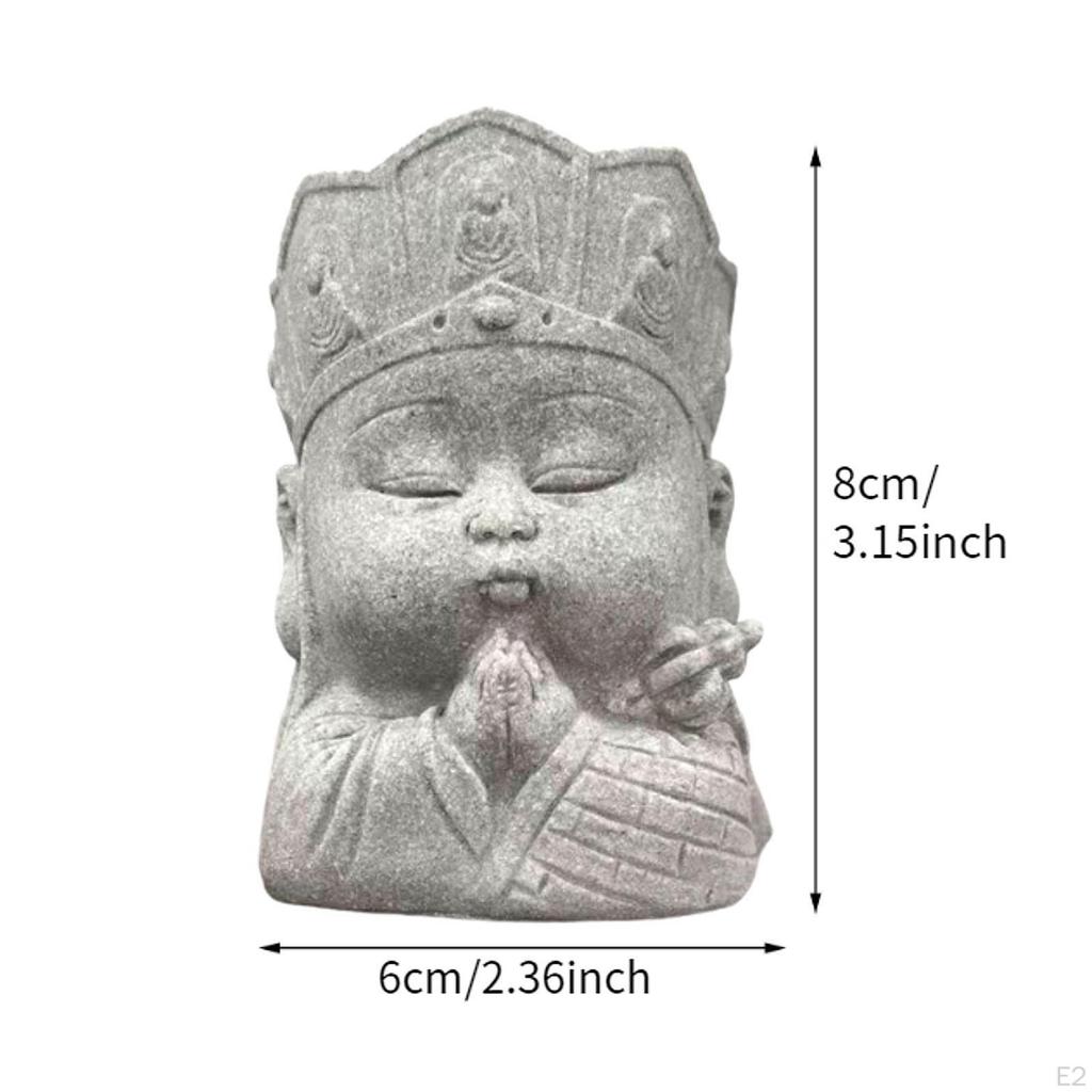 Buddha Monk Statue Sitting Decorative Figurine Sandstone Sculpture Tea Pet