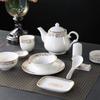 High-End Chinese Ceramic Gold Rim Tableware Set (4-Piece)