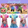 Charming Cocomelon Girls Nightdress Pajamas With Short Sleeves For Ultimate Comfort