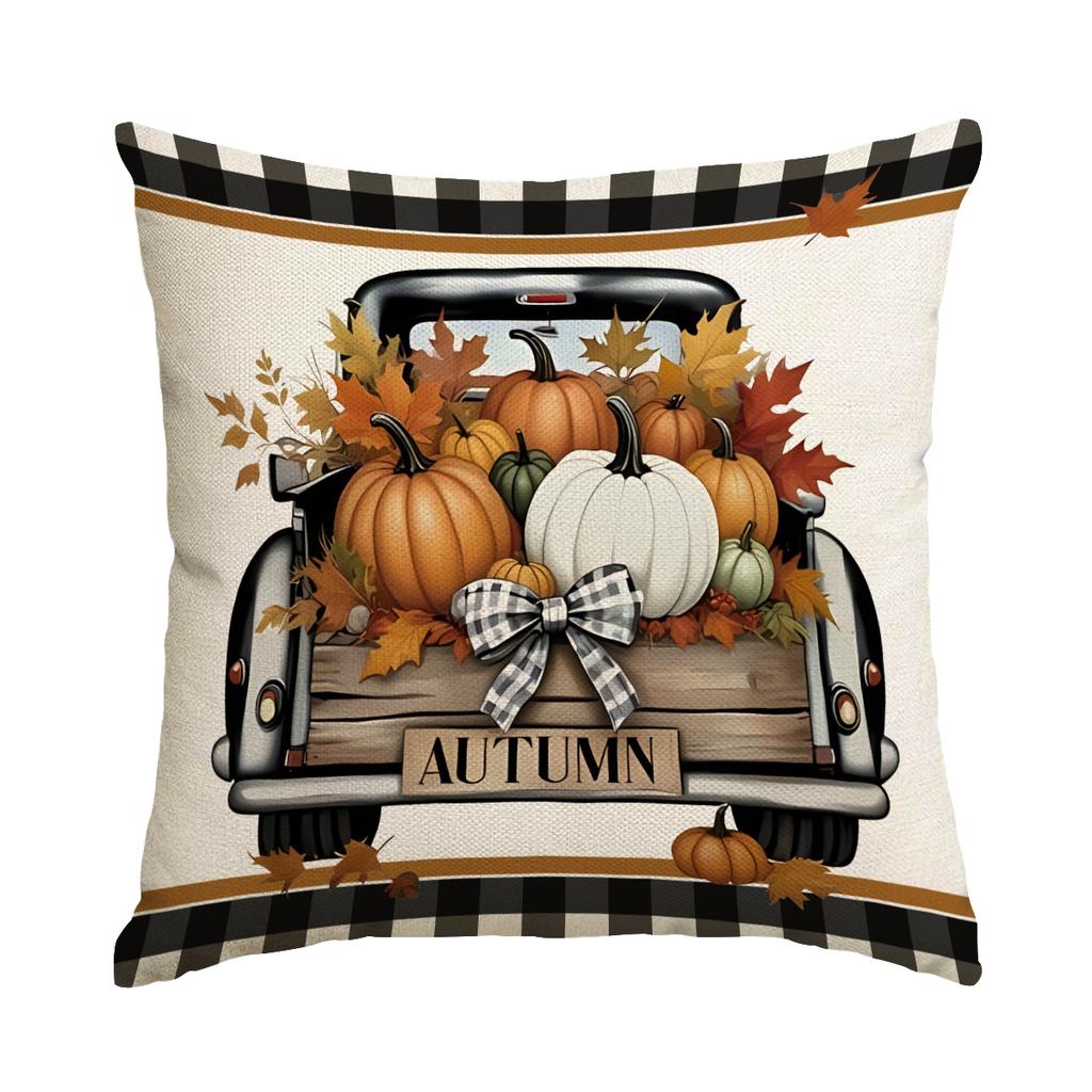 1/4pcs Autumn Thanksgiving Pillow Cover, Home Sofa Cushion Cover, Suitable for Bedroom, Room, Living Room (No Pillow Core)