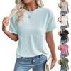 Women's Fashionable Casual Round Neck Ribbed Short-sleeved Top