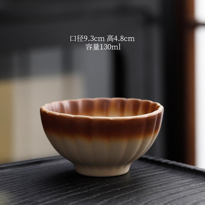 

5/1pcs Handmade Old Rock Mud Teacup Retro Coarse Pottery Single Master Cup Petal Tea Bowl Chazhan Household Kung Fu Teaware