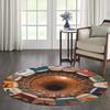Gold Marble Pattern Round Rug Glittering Turquoise/Teal/Navy Carpet Anti-Slip Large Area Rug for Living Room Bedroom Decor