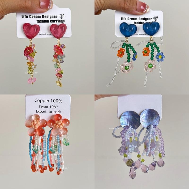 Summer Dopamine Colored Flower Stud Earrings Women's Vacation Atmosphere Versatile Earrings Fashion Smudge Temperament Earrings