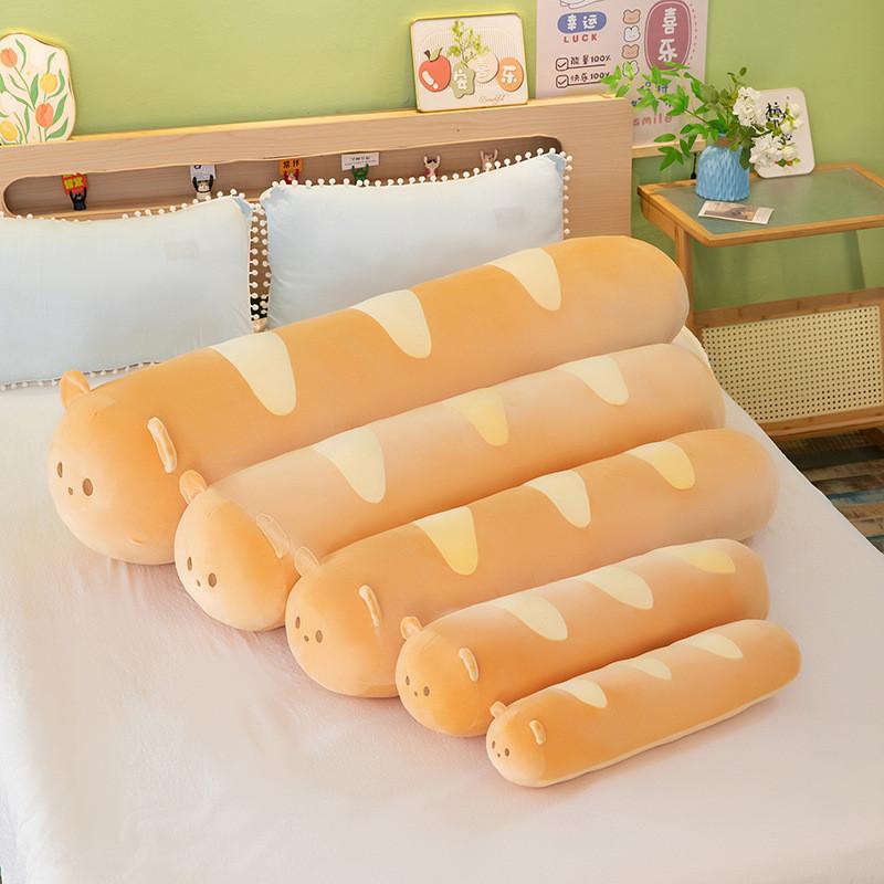 Plush Bread Bear Long Pillow With Soft Short Plush For Bed Couch Decor