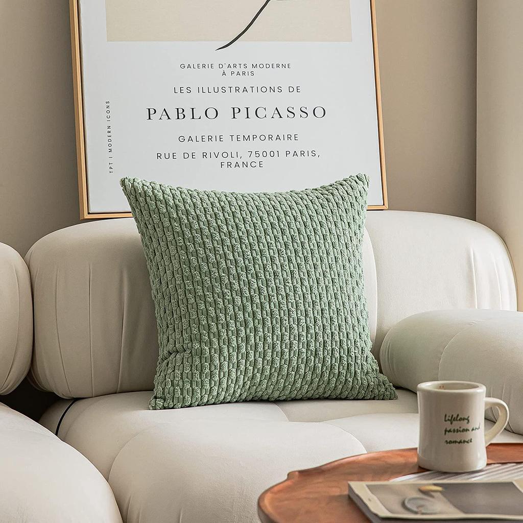 European Style Corduroy Lumbar Throw Pillow Cover for Home and Bedroom Decor.
