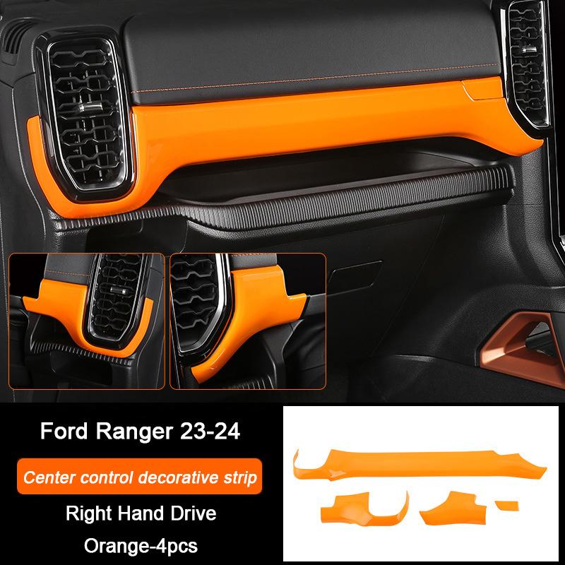 Orange Car Central Gear Shift Panel Rear Air Outlet Frame Door Trim Strip For Ford Ranger Raptor Wildtrak T9   2024 2025