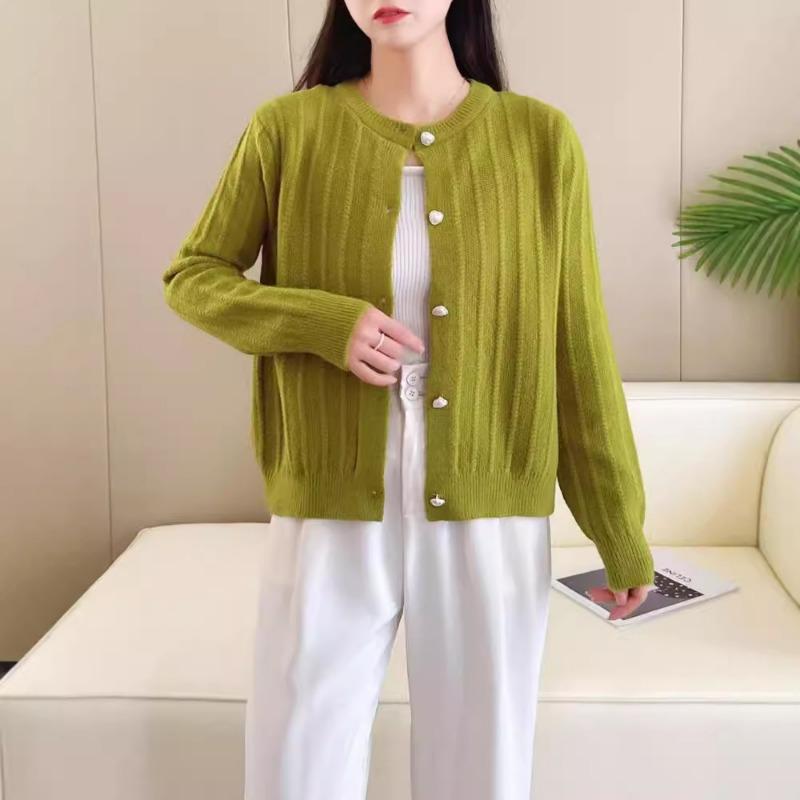 Autumn and winter loose short fashion sweater jacket mother outer top crew neck knitted cardigan women