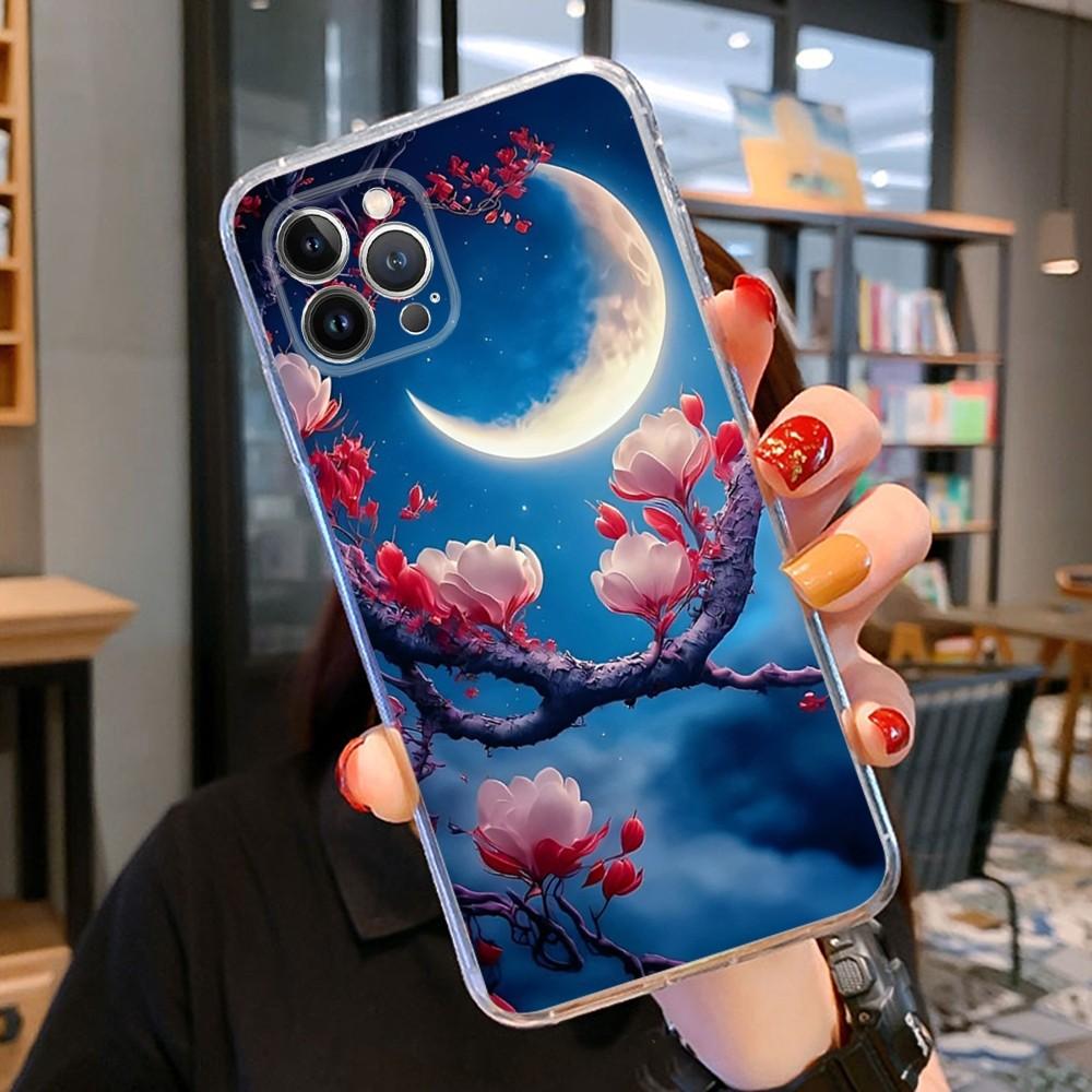 Luxury Moon Phone Case For iPhone 14 11 12 13 Mini Pro XS Max Cover 6 7 8 Plus X XR SE 2020 Funda Shell