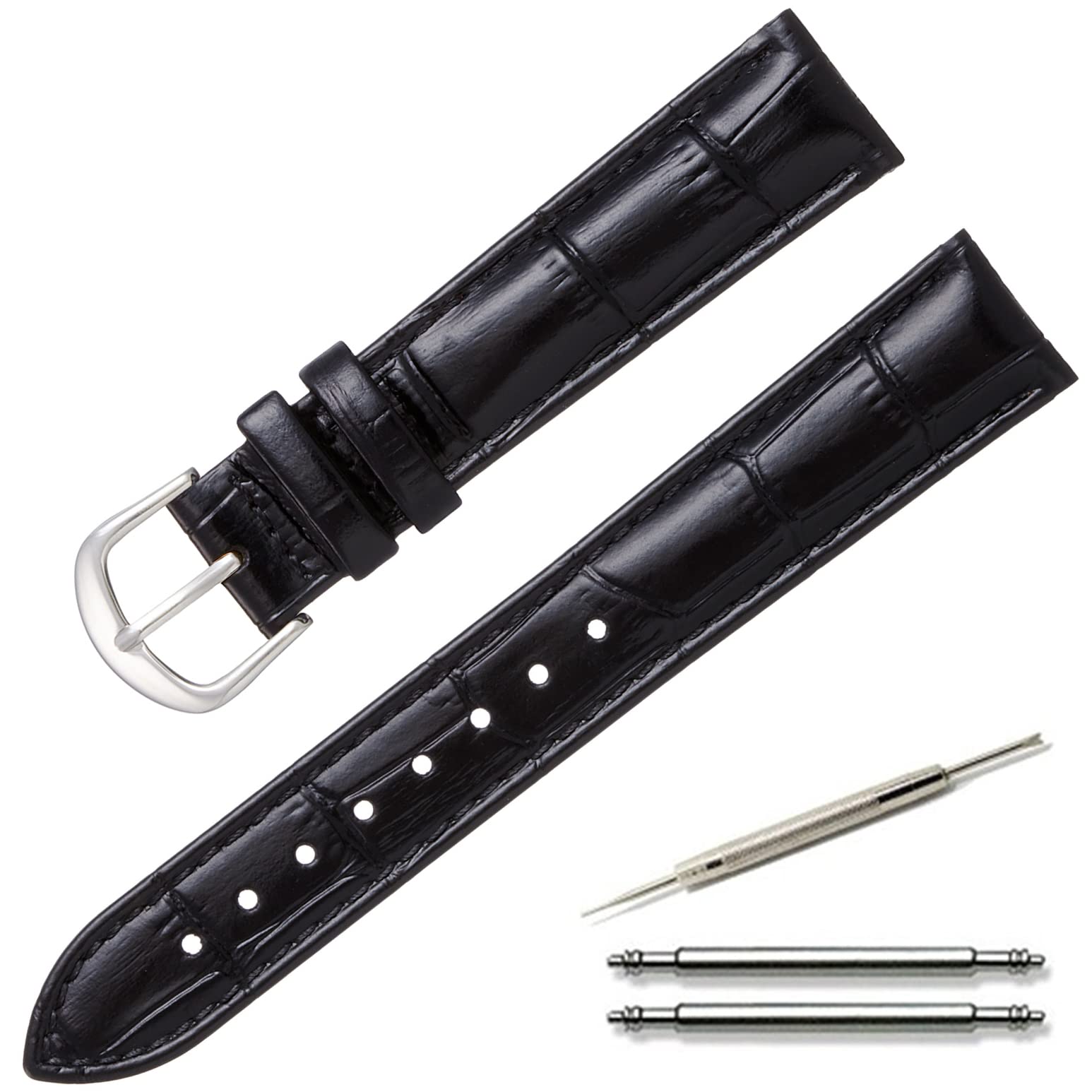 

Calme Watch Strap, Genuine, Crocodile-Embossed, Leather Band, Replacement Strap, 0.5–0.9” (12–22 mm), Replacement Instruction