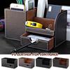 1pc PU Leather Pen Holder & Drawer Organizer Box Multifunctional Office Desktop Storage for Stationery Sorting S/M Size