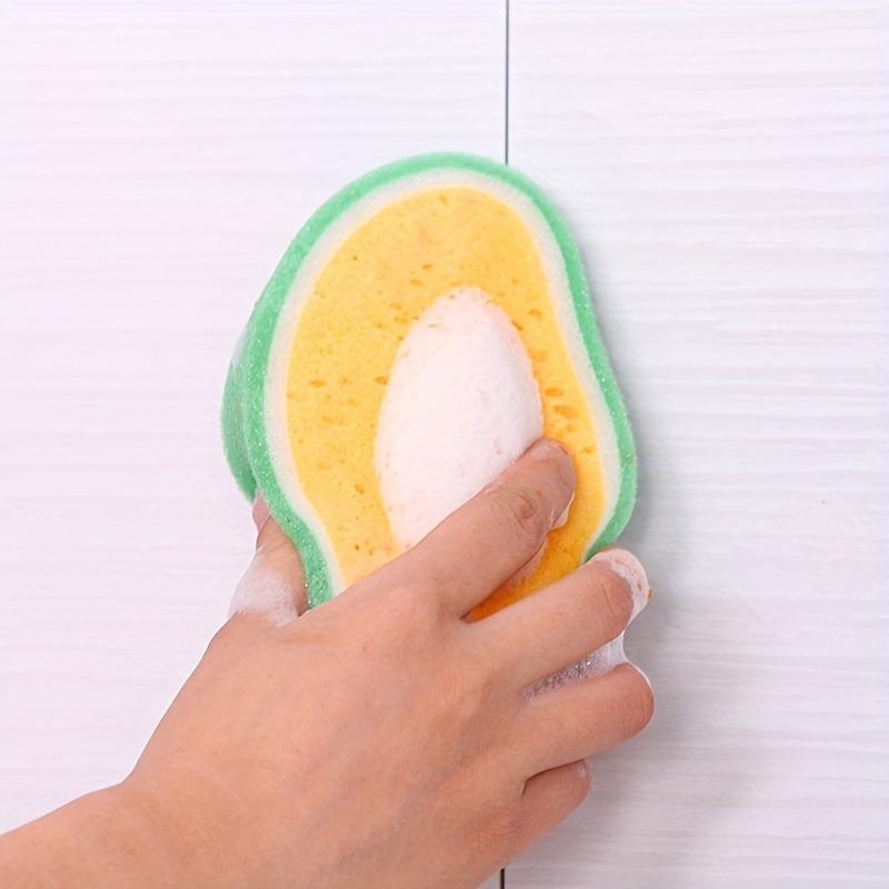 4pcs Fruit Pattern Thickened Sponge Scouring Pad, Multi-Functional Cleaning Dishwashing Sponges