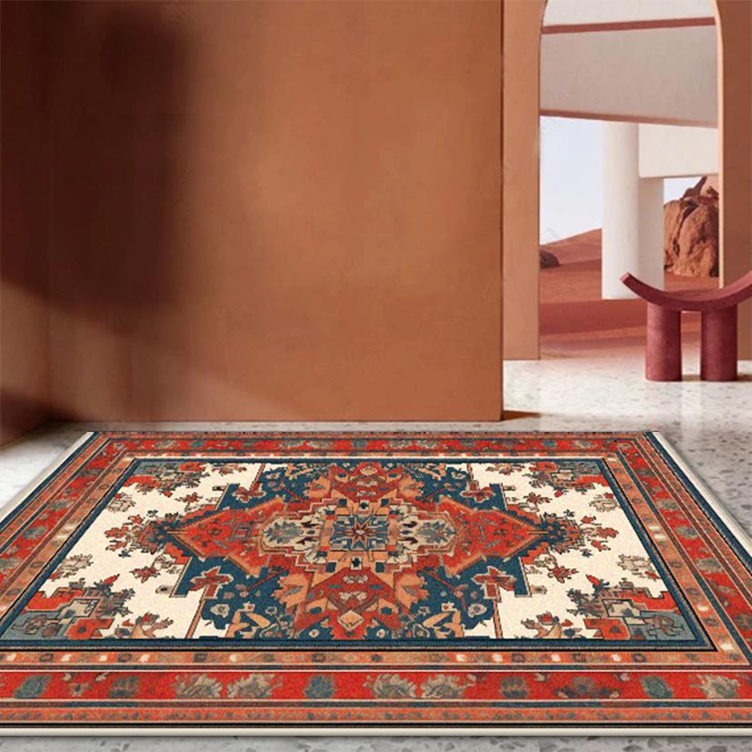 Persian Retro Rugs for Living Room Luxury Decoration Home Sofa Non-slip Foldable Carpet Bedroom Bedside Washable Plush Floor Mat