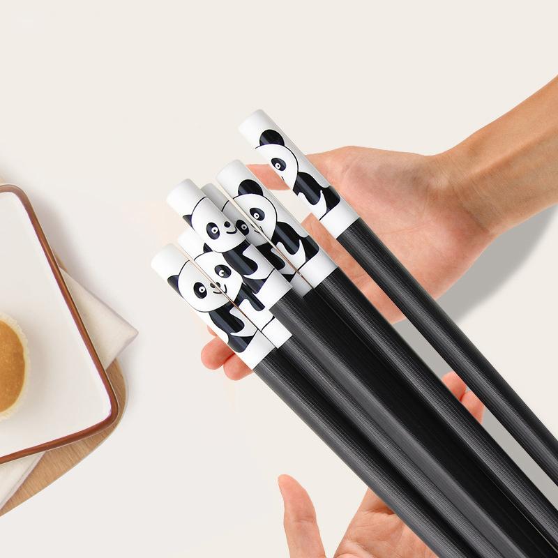 Cartoon Panda Chopstick Set Reusable Children Training NonSlip Sticks for Sushi Noodles Home Dinner Kitchen