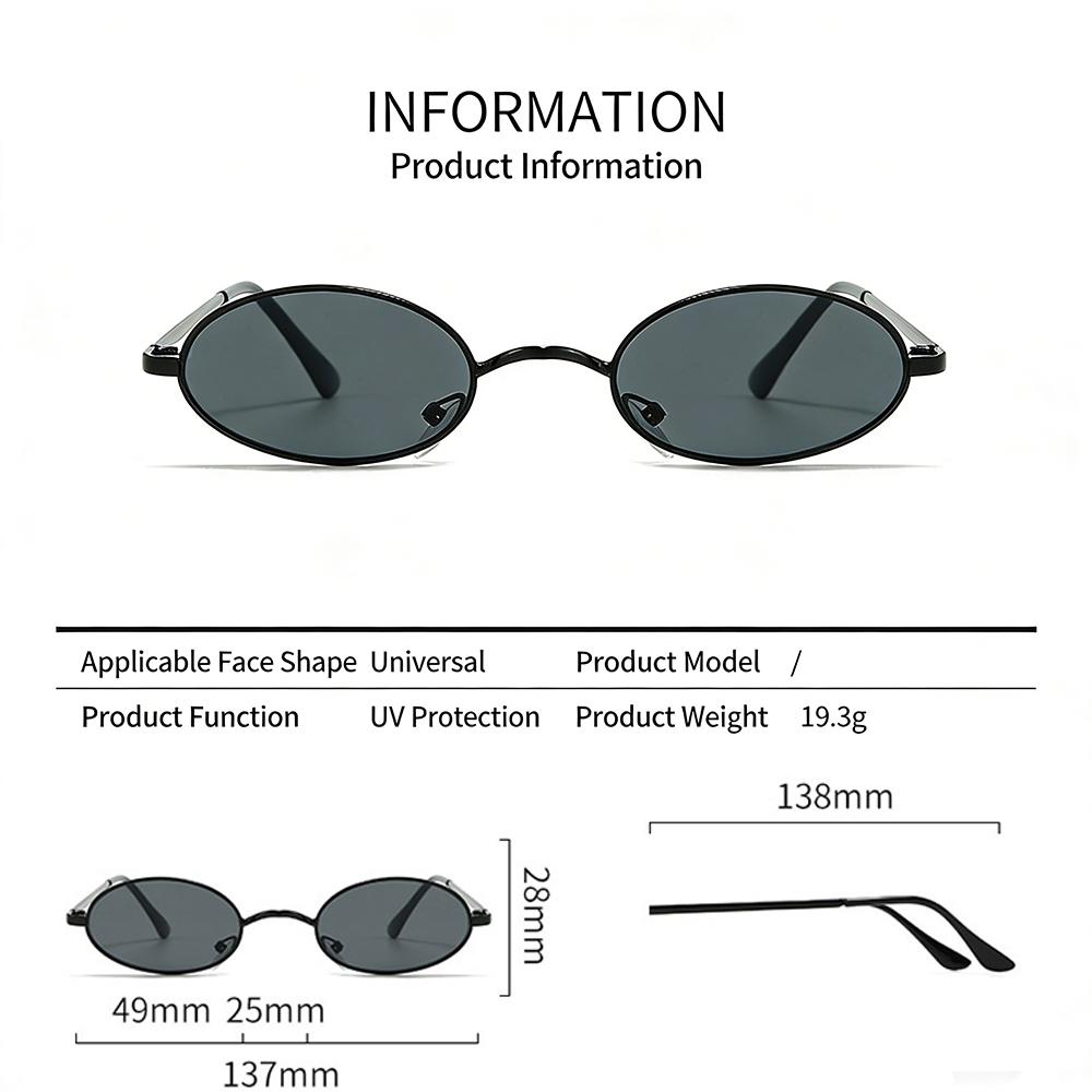 Retro Small Frame Oval Sunglasses Vintage Metal Colorful Shades Sun Glasses for Men Women Fashion Brand Design Female Eyeglasses