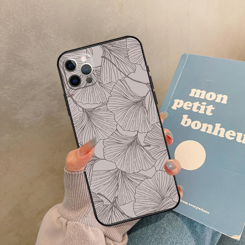 Ginkgo Leaf Gold Fol Art Case For iPhone 17 Air 16 15 14 13 11 12 Pro Max 13 mini XR 15 16 Plus 16e Back Cover Shell