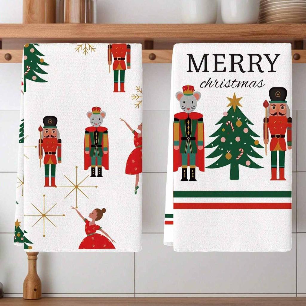 1pc/2pc/4pc/pack Christmas Scrub Sponge Creative Kitchen Dish Cloth Festive Cleaning Decor for Home & Table Kitchen Dish Towel Xmas Cleaning Supplies