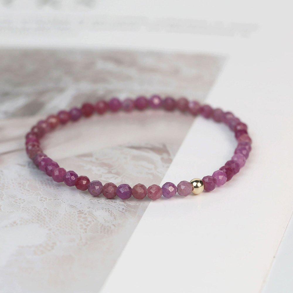 14K Gold Natural Ruby Gemstone Bracelet
