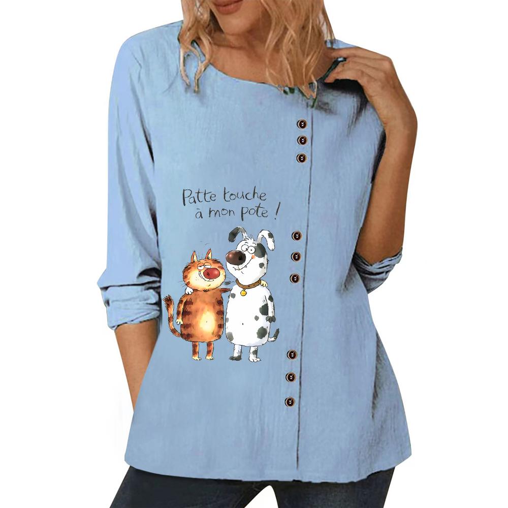 Универсальный женский синий топ с различными стильными узорами — фото 6