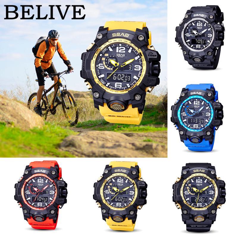 BELIVE Men Watches LED Waterproof Sports Watch Shock Digital Electronic ...