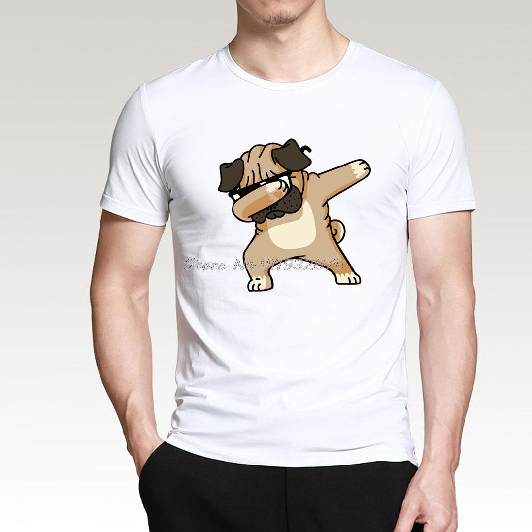 Funny Unisex T Shirt Dabbing Pug Animal Shirts Summer Tshirt Cartoon Dog TShirt Cotton Short Sleeve Black Sportswear Gray Shirs S