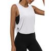Damen Crop Workout Tanktop Locker Ärmellos Athletisches Shirt, Weiches Fließendes Fitnessstudio Top mit Knoten