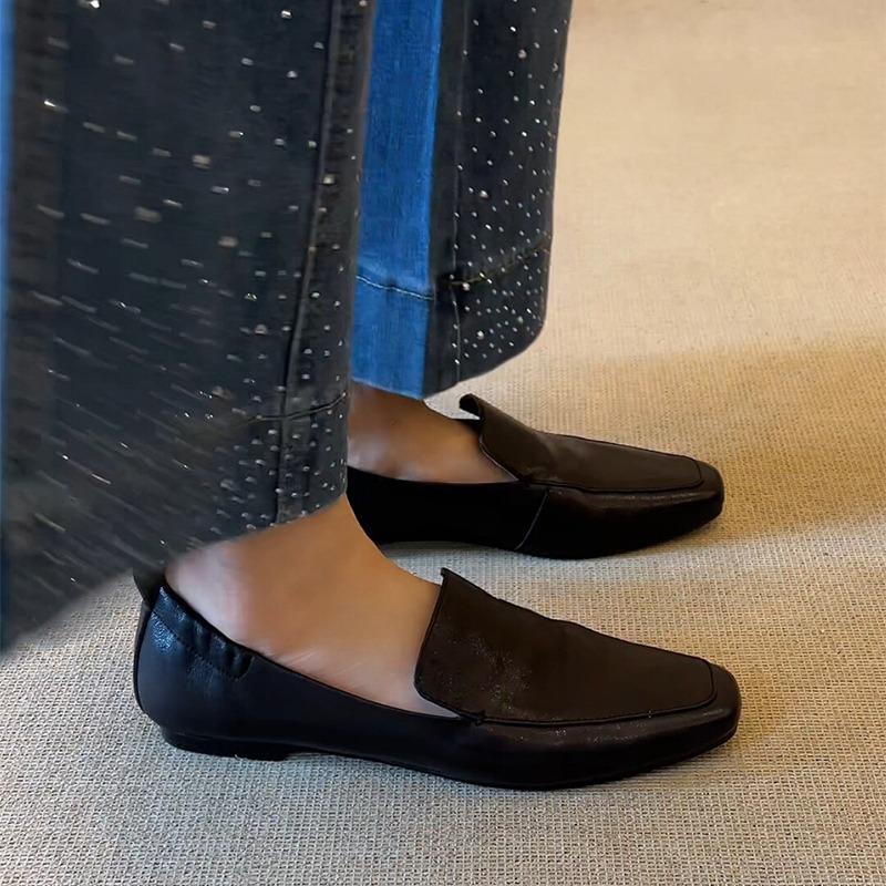 2026 Spring Autumn Shoes Women Loafers Flat Genuine Leather Shoes Fashion Ladies Brand Shoes 36