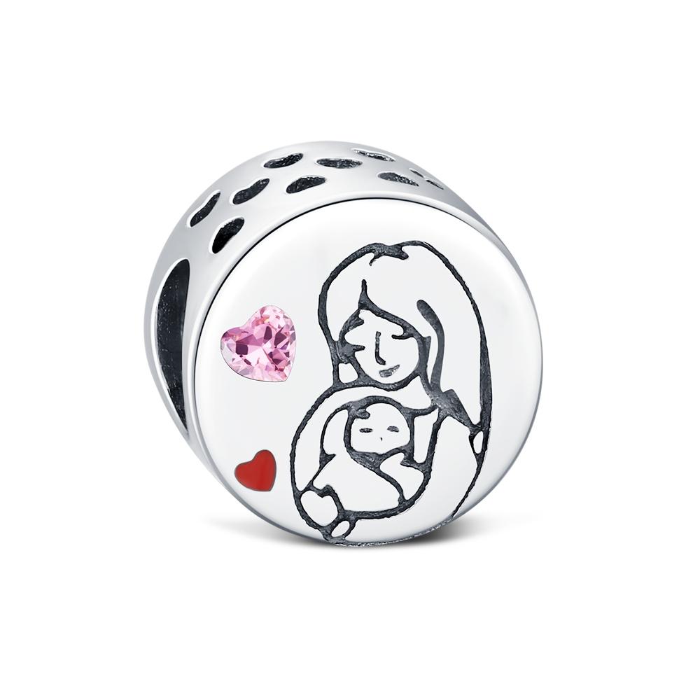 Медный кулон-шарм на День матери Модное оригинальное украшение Любовь Мама Сердце Бусина Счастливая семья Подвеска Элегантный подарок для мамы