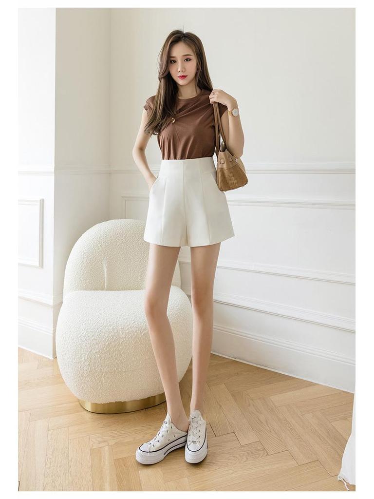 Women's High Waist Wide Leg Suit Shorts - Slimming, Versatile Casual Wear for All Seasons