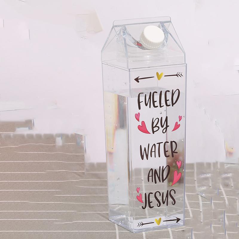 Nouvelle Bouteille d'Eau Transparente en Carton de Lait Boîte à Lait Jus Réutilisable Facile à Transporter Convient pour les Sports de Plein Air les Voyages et le Camping