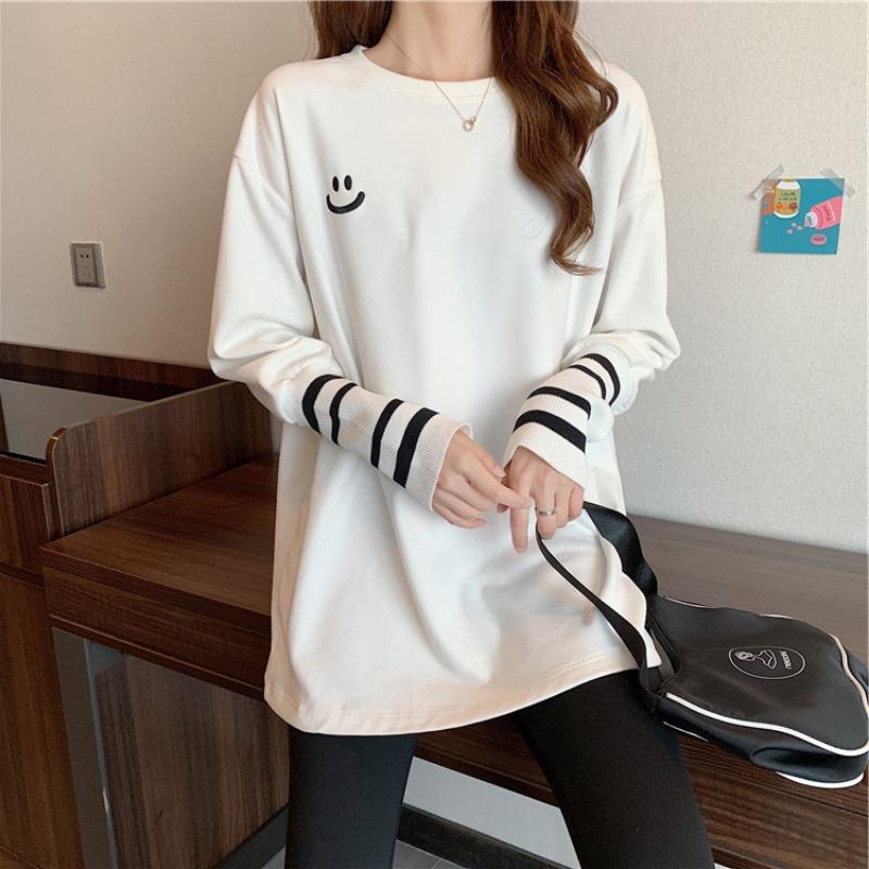 Samt Langarm T-Shirt Damenoberteil