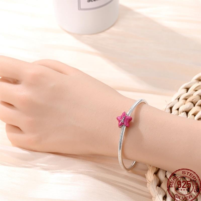 925 Silver Romantic Princess Pink Dress Lipstick Dancing Shoes Charm Beads For 3MM 925 Original Bracelet Jewelry