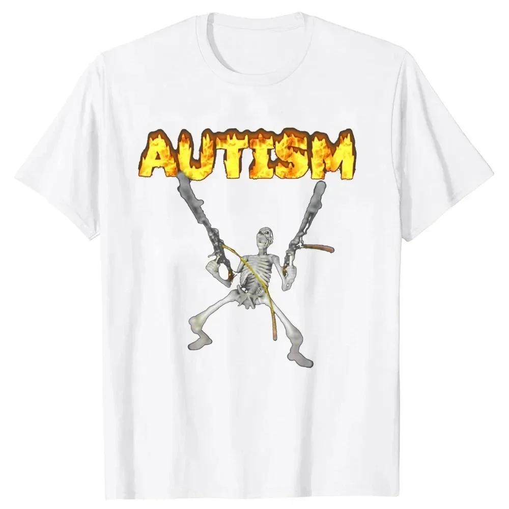 

Retro Autism Skeleton Fun Women s T-shirt Neurogenic Autism Awareness Support Pattern T-shirt Halloween Gift Women s Clothing 4XL