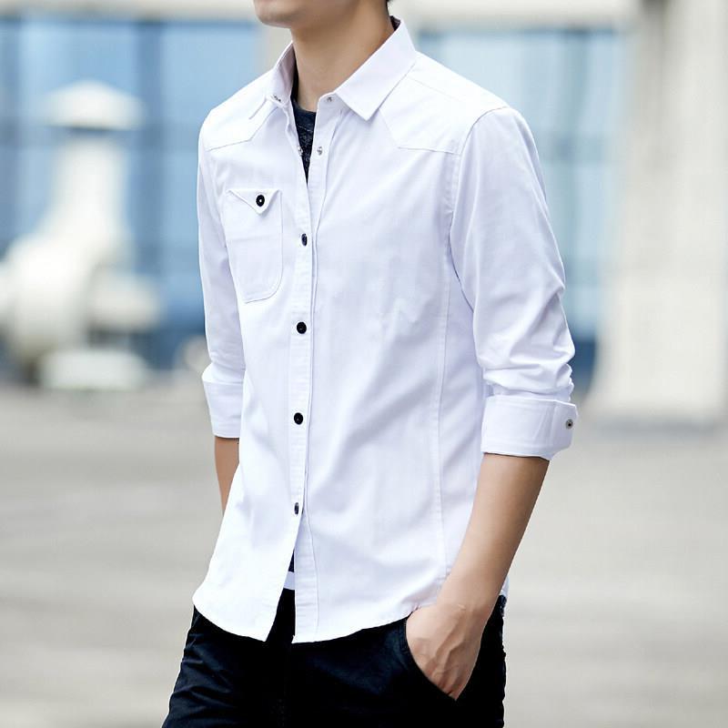 Men's Olive Green Long Sleeve Cargo Shirt, Casual Button Down Top with Chest Pocket for Daily Wear