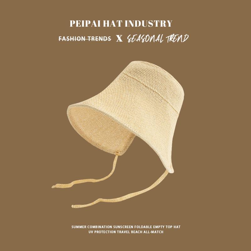 

Summer sunscreen visor outdoor big brim beach cool hat bucket hat women M（56-58cm）